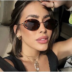 NWT Bundle Retro Oval Sunglasses Set Brown & Black Lens Y2K‎ Unisex